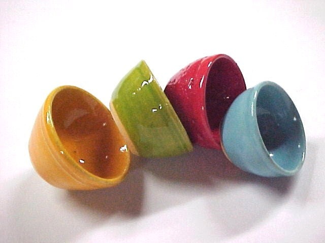 10 Sets READY NOW Bright Colors Orange Lime Red Aqua Miniature Art Pottery PlayScale Bowl Set Stocking Stuffer - potterybyAnita