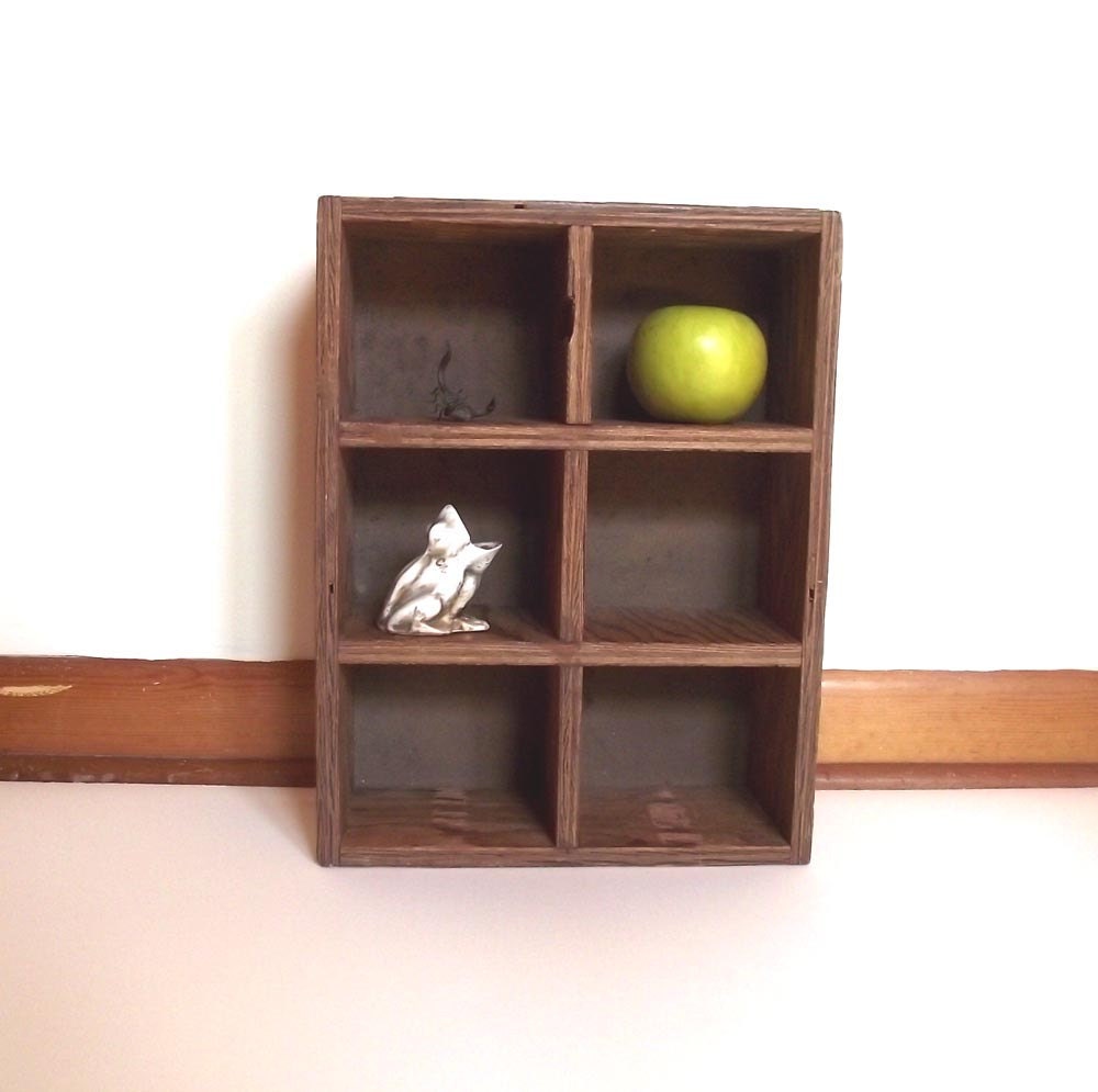Display Shelf. Rustic Vintage 70s Utility Box Storage Shelves. Mini Display Shelf