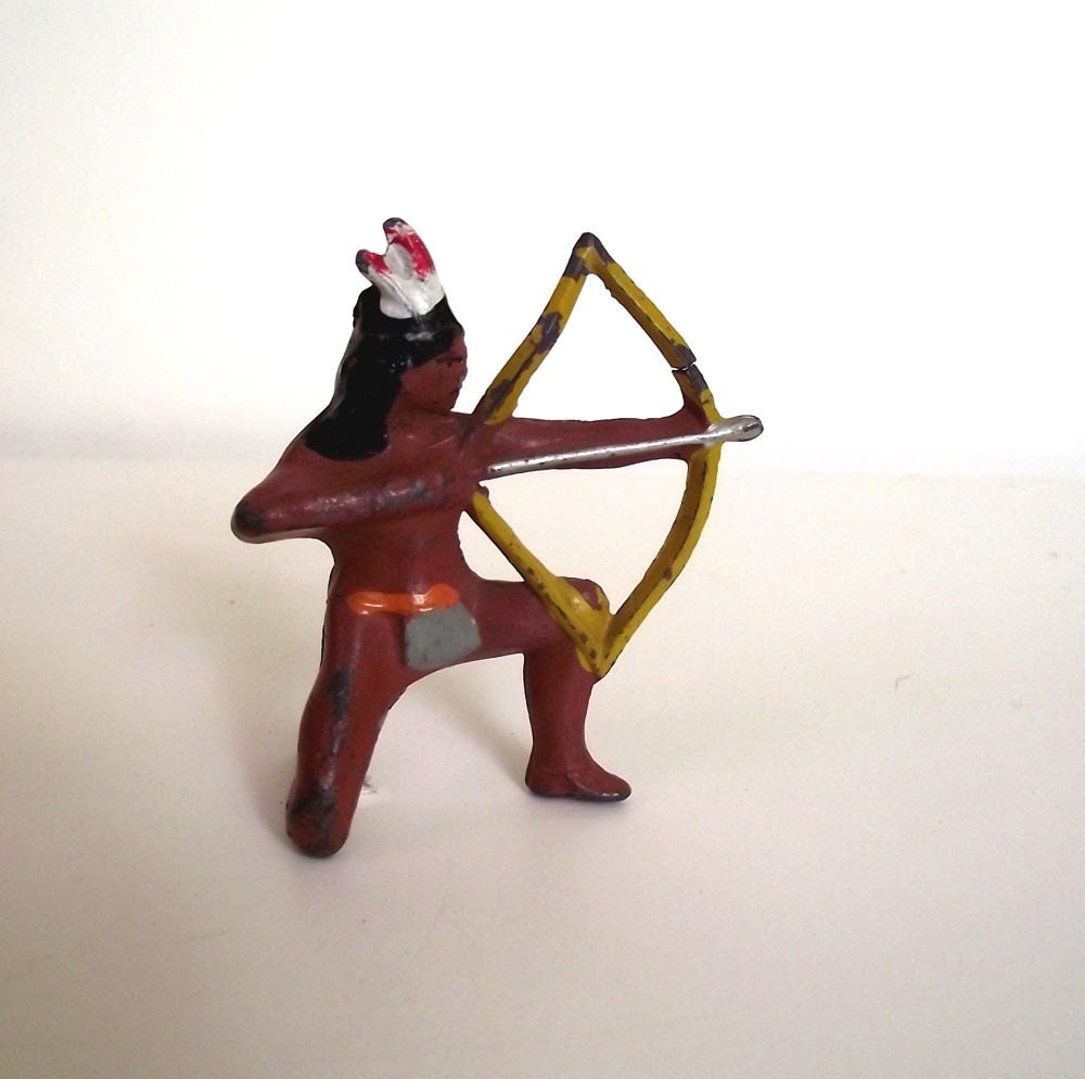 Vintage 60s Toy Cast Metal Indian. Toy Native by judygovintage