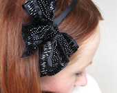 Black  Beaded Headband with Bow