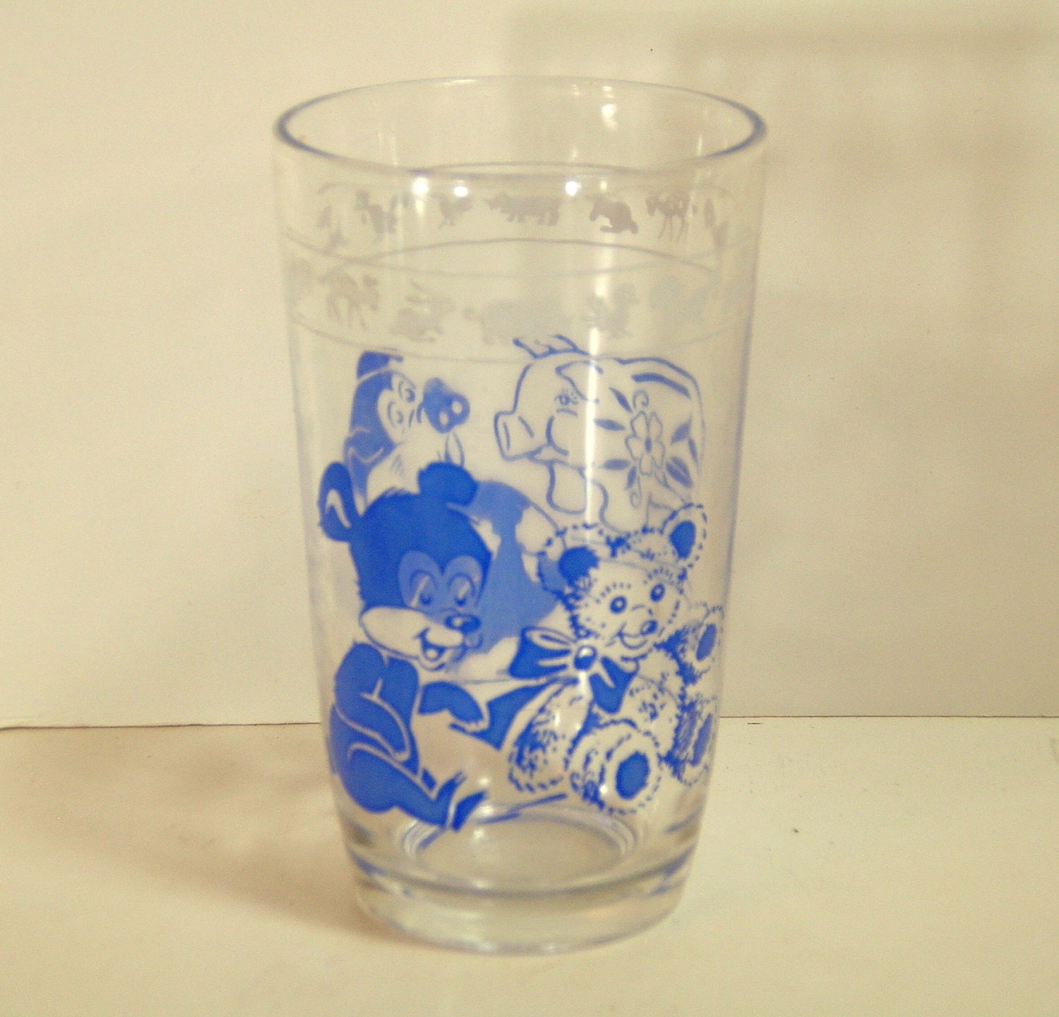 Vintage Cartoon Drinking Glass by BountifulGoods on Etsy
