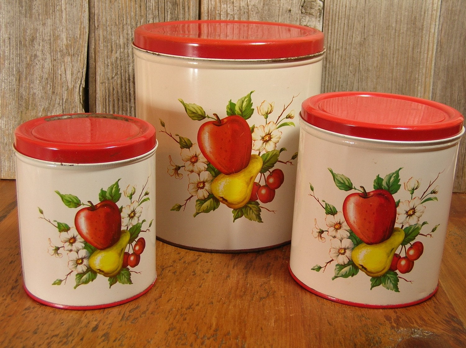 Vintage Tin Canisters Fruit Design