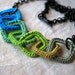 Turquoise and Green Crochet Square Links Necklace - So Unique