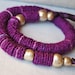 Long Purple Crochet Necklace with Handmade Beads