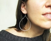 Large Silver Hoop Earrings, Dangle Earrings, Hammered Hoops, Sterling Silver - Lilith Earrings