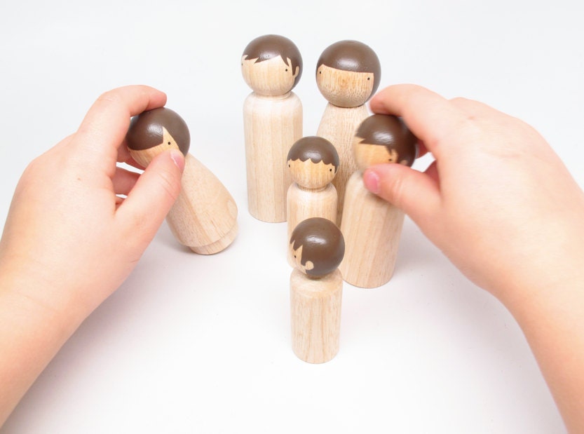 FAIR TRADE // The ORIGINAL Wood Doll Dress 'Em Ups // Kids & Babies Gift Toy //  Wooden Peg Dolls Cake ToppersKids Craft