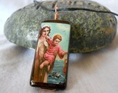 Our Lady of Mount Carmel Wire Wrapped Bamboo Tile Necklace