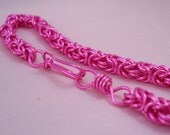 Pink Enameled Copper Byzantine Chainmaille Bracelet