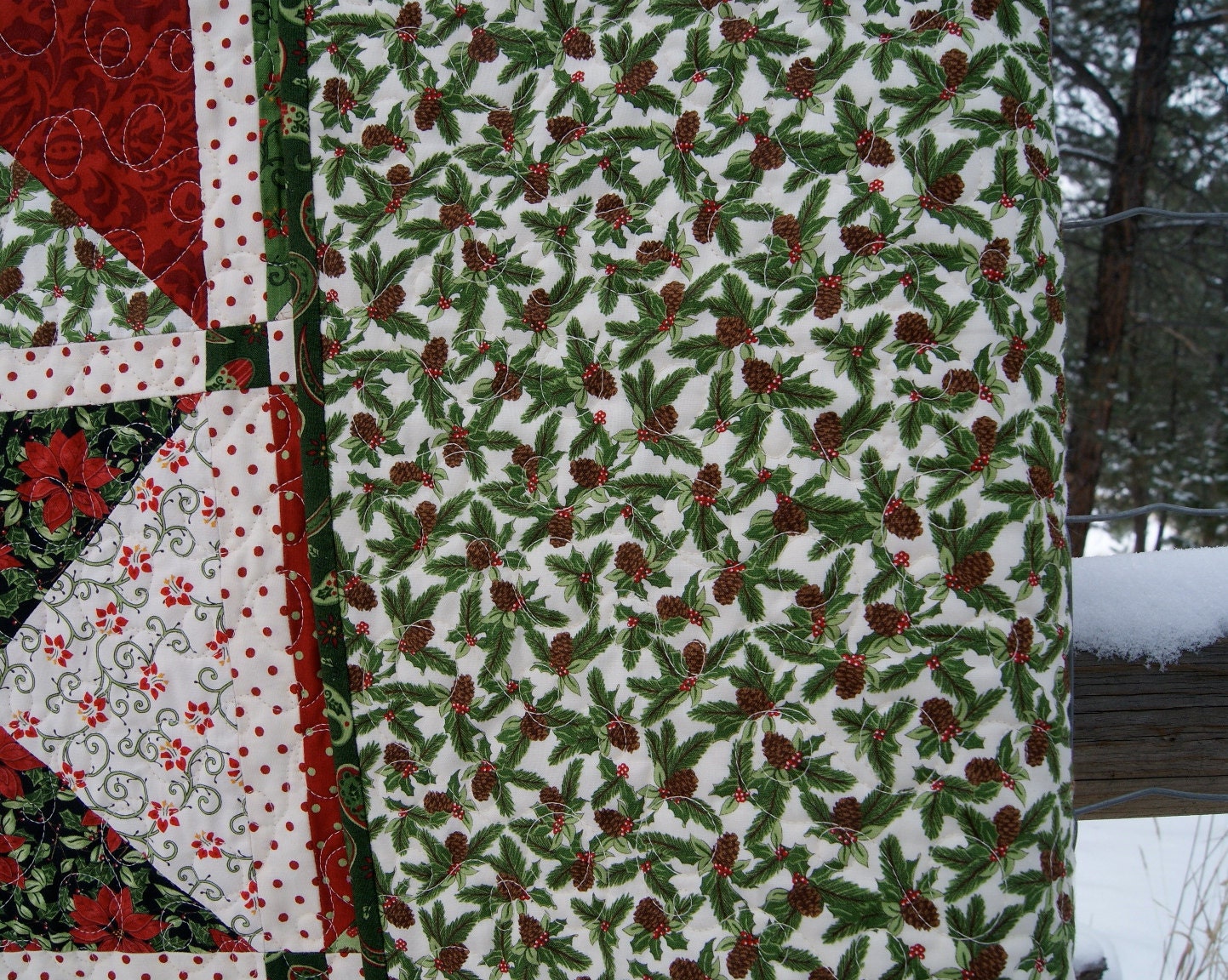 Quilt Christmas Nature's Gift HANDMADE Throw Lap Quilt