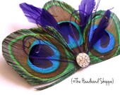 COLBIE PURPLE - Peacock Treo Fascinator with Purple Accents
