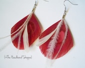 AUTUMN EARRINGS - Red and Ivory Peacock Earrings - customizable and made to order