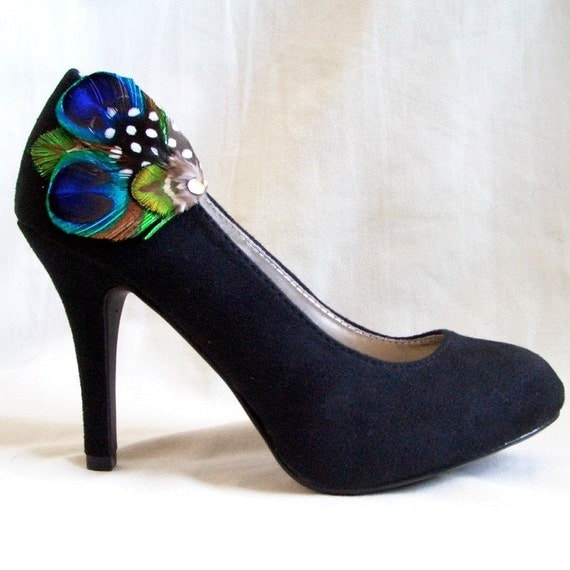 Peacock Feather Shoe Clips - COCO