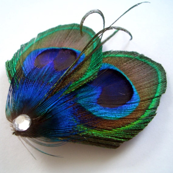 Petit Paon - Peacock Feather Hairclip Bridesmaids Hair Accessory - Ready to Ship