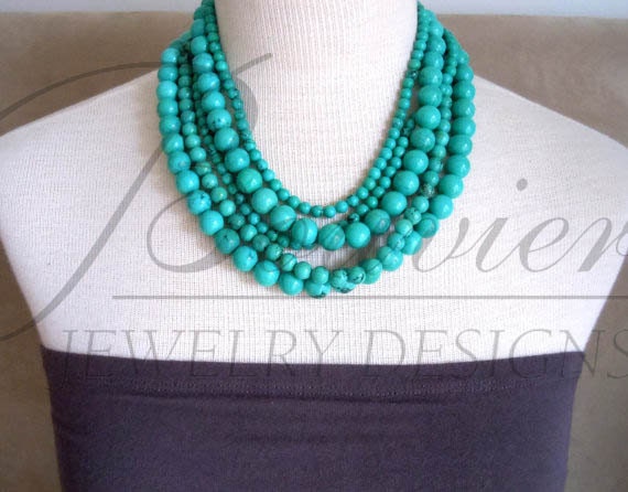 Catarina of the Sea -- Genuine Turquoise Multi-Strand necklace