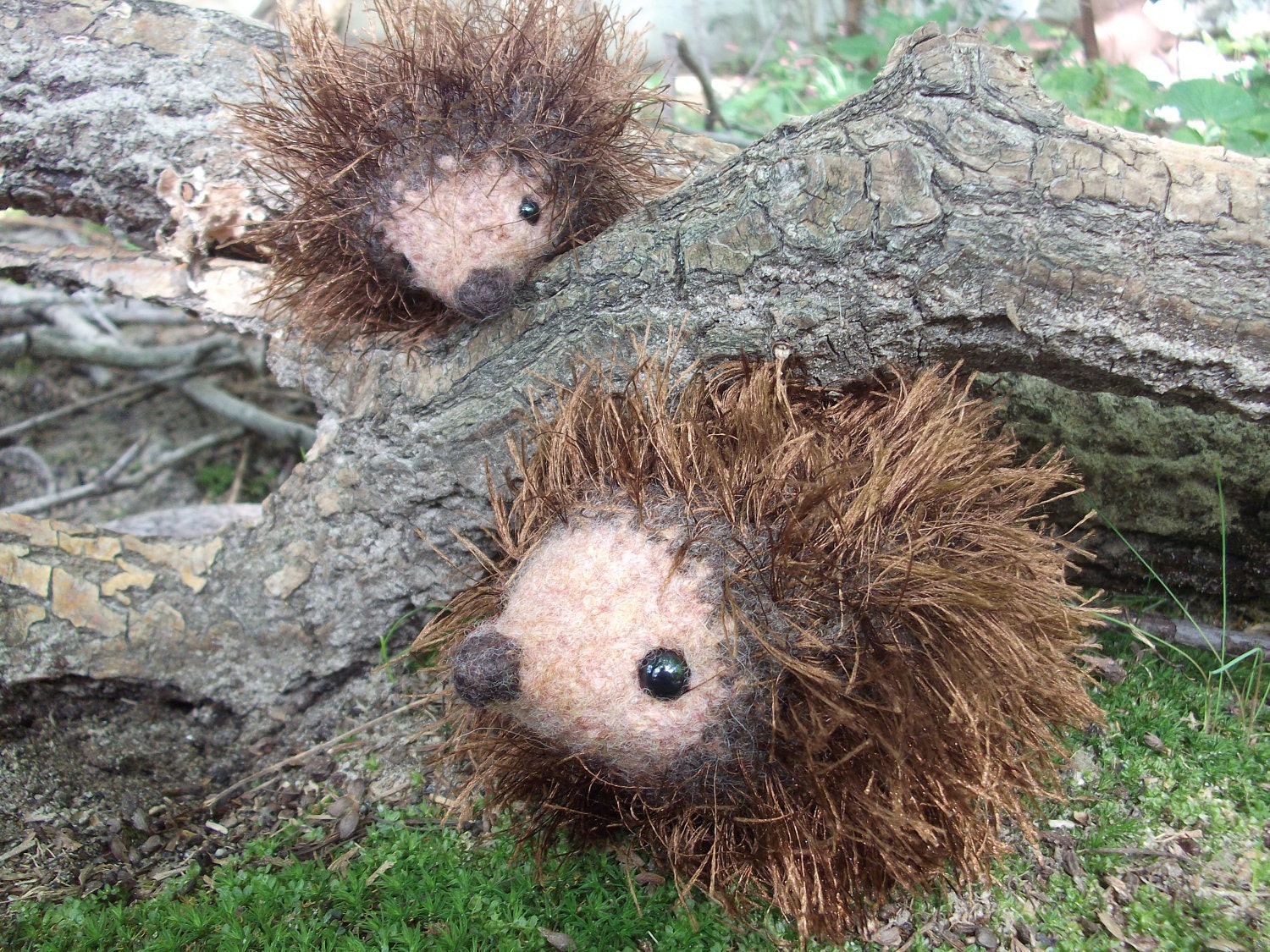 knitted, felted, fluffy hedgehog plushes