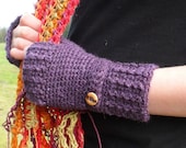 Limited Edition Hemp Wool Sustainable  Fingerless Mitts in Royal Purple Eco friendly Autumn Fall Winter Fashion Made To Order