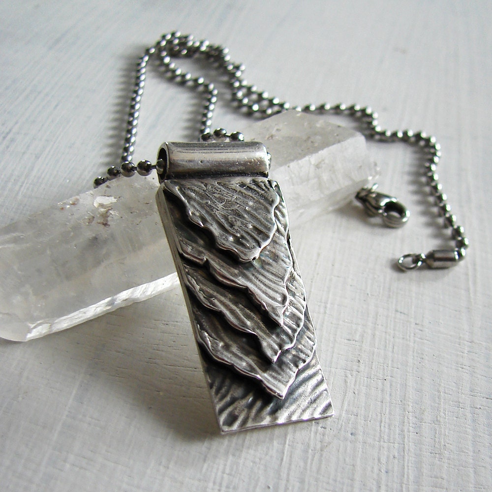 Chunky Silver Pendant. Long Tribal Pendant. Gifts for him