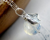 Opalescent Crystal Pendant with Silver Leaf