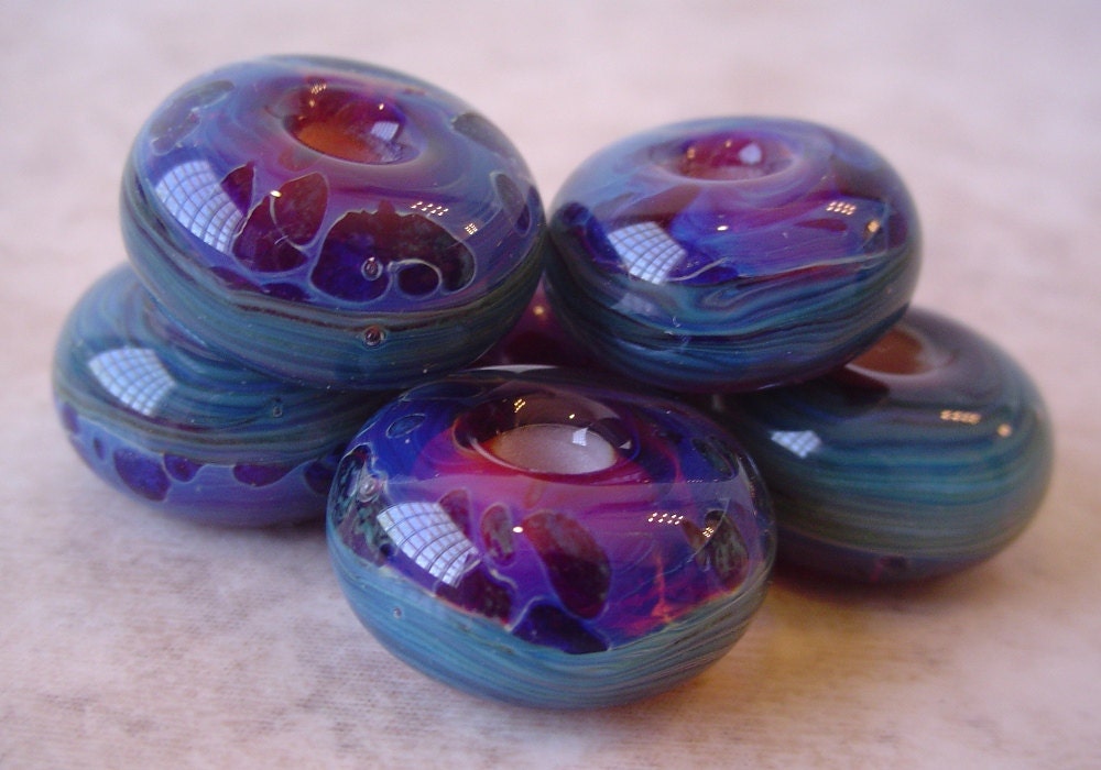 handmade lampwork boro fuschia pink SUPERSONIC