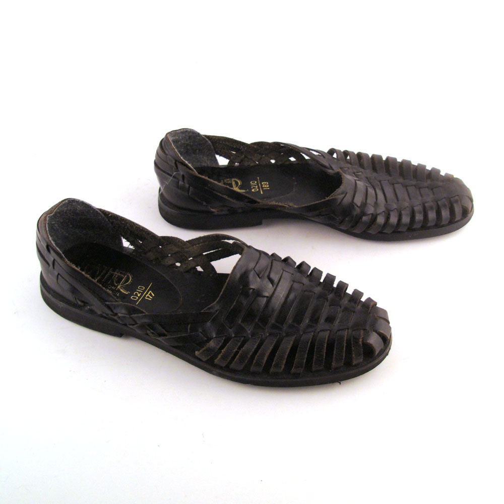 Mens Huarache Sandals Vintage 1990s Mens Woven Leather Size 7 12
