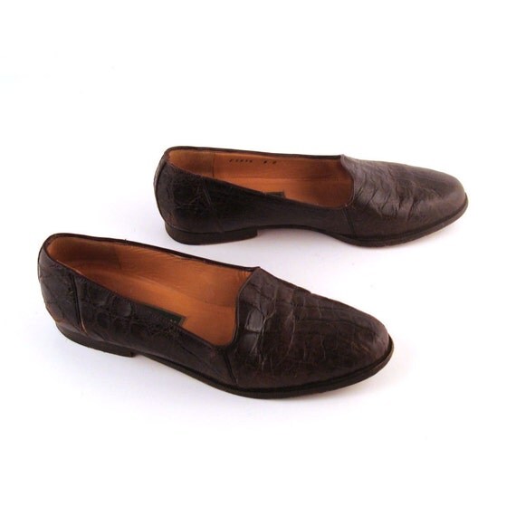 Alligator Shoes Cole Haan Flats Vintage 1980s Alligator Leather Shoes