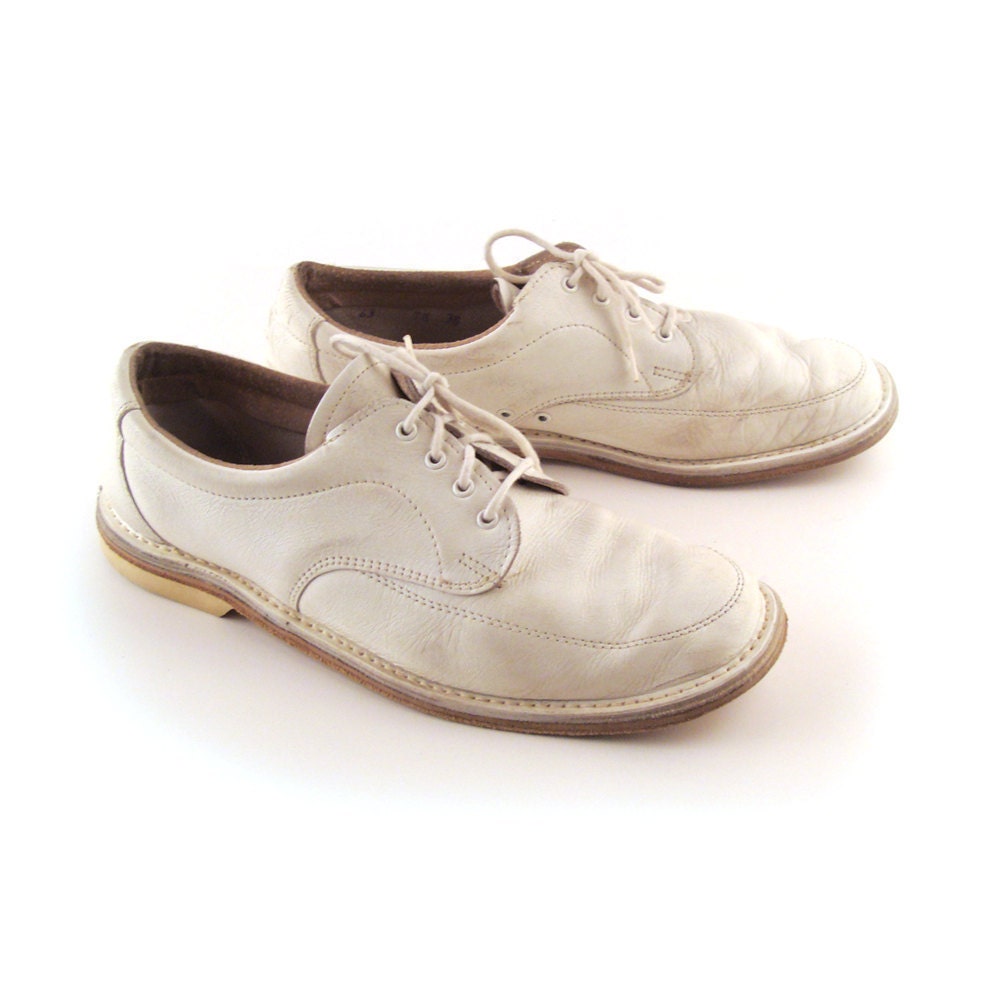 Bowling Shoes Oxfords White Vintage 1970s Men's 7 1/2