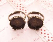 Antique Bronze Crown Ring Base 6pcs FR11