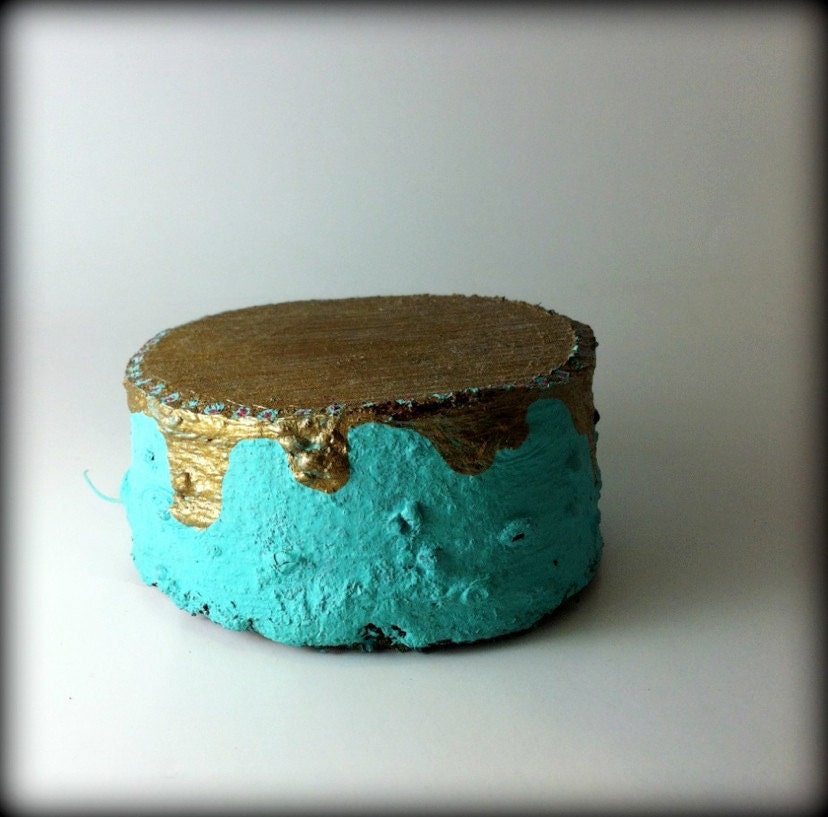 sale STUMPY  NO. 1 - handpainted wood slice, home decor, desktop art