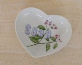SALE - Hand painted porcelain heart shaped tray for jewelry or bed and bath