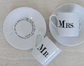 Hand painted porcelain custom monogrammed personalized demitasse espresso cups and saucers set of 2