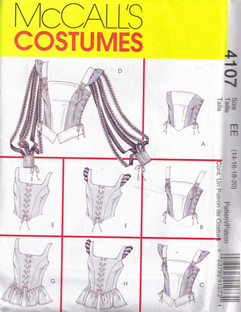 McCalls 4107 Sewing Pattern Corset Renaissance by PeoplePackages