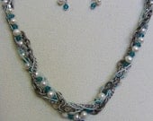 Pearl Cross Necklace and Earring Set
