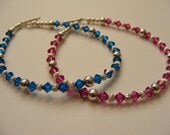 Sterling Silver Capri Blue or Fuchsia Swarovski Crystal Bracelet
