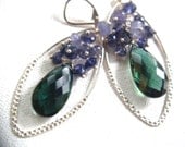 Green quartz chandelier earrings