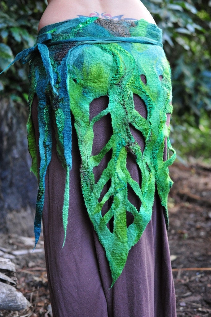 Felt Rainforest Leaf Woodnymph Fairy Belt Skirt OOAK