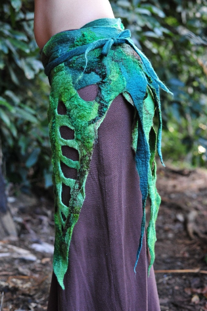 Felt Rainforest Leaf Woodnymph Fairy Belt Skirt OOAK