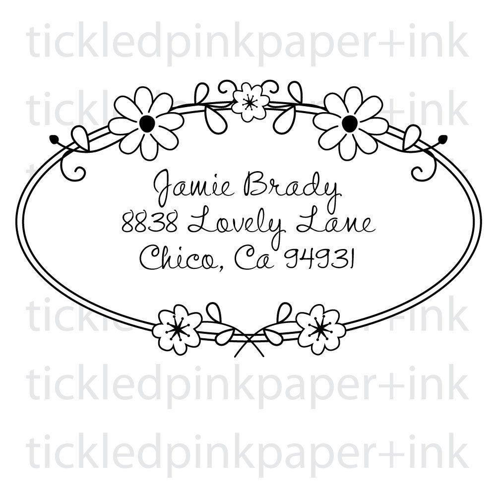 Custom address stamp with cute daisy border