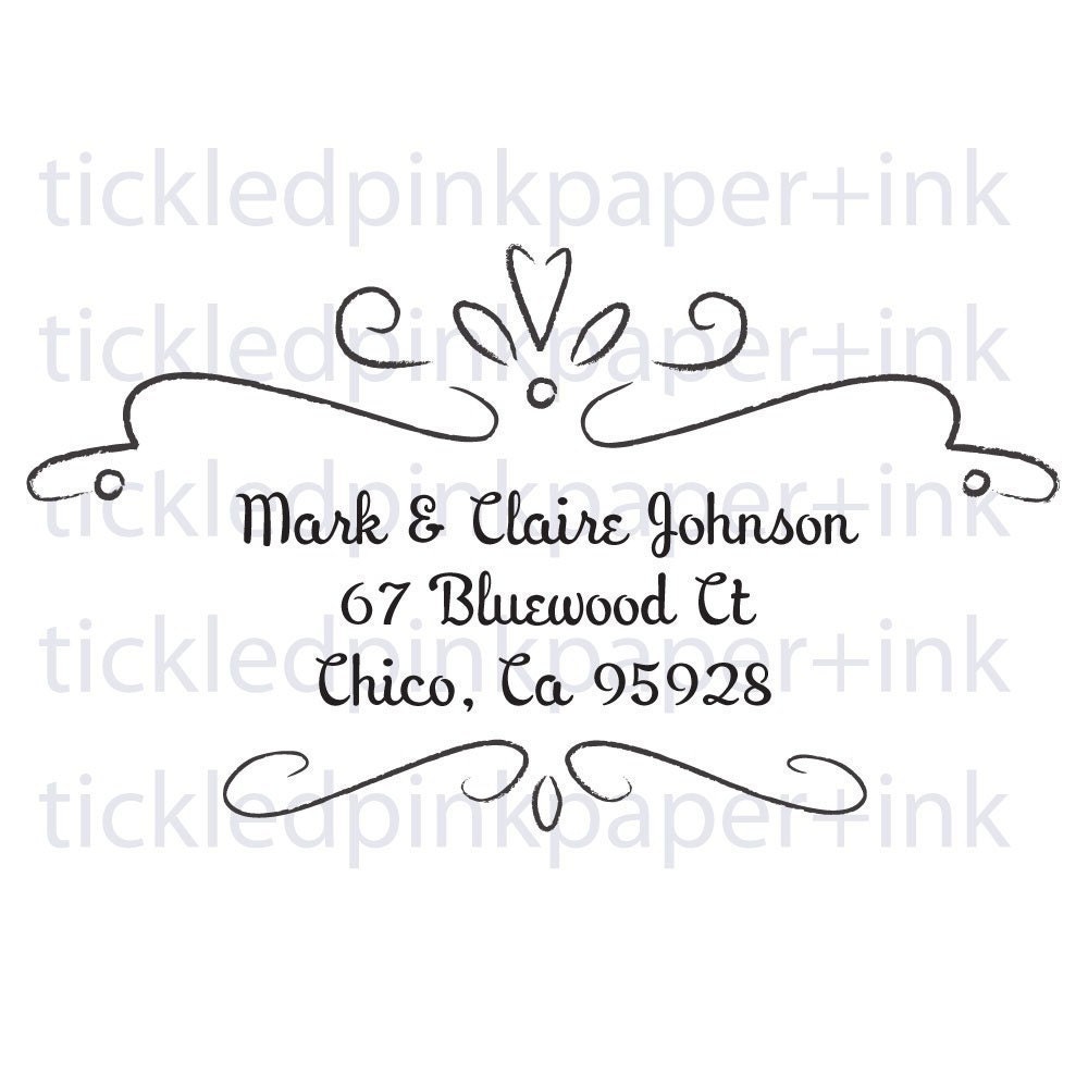 Custom address stamp with swirly border