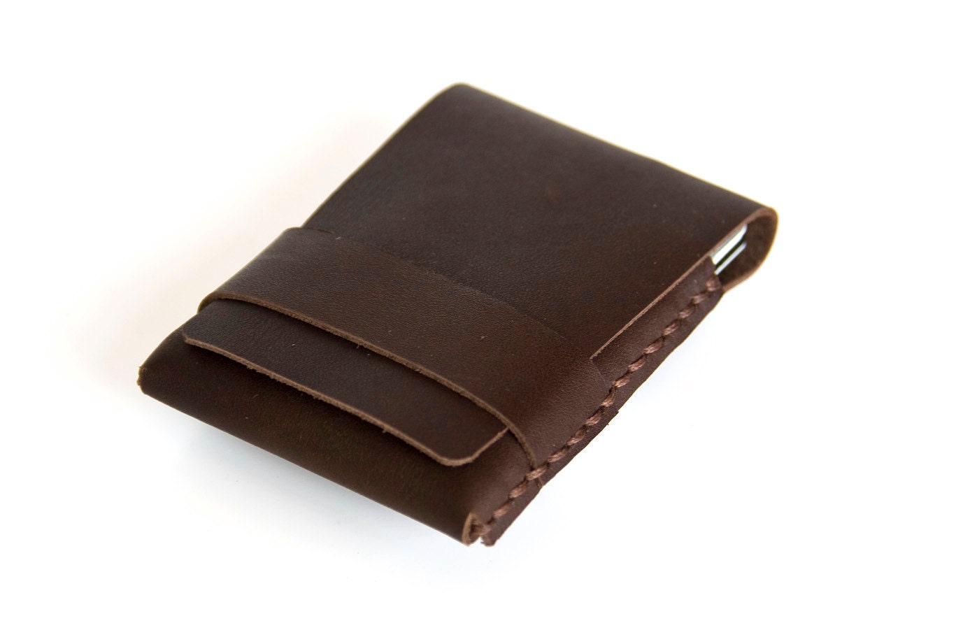 Leather Card Case - Wallet - The original 'Minimum Wallet' - Hand Stitched - Dark Brown - FREE SHIPPING