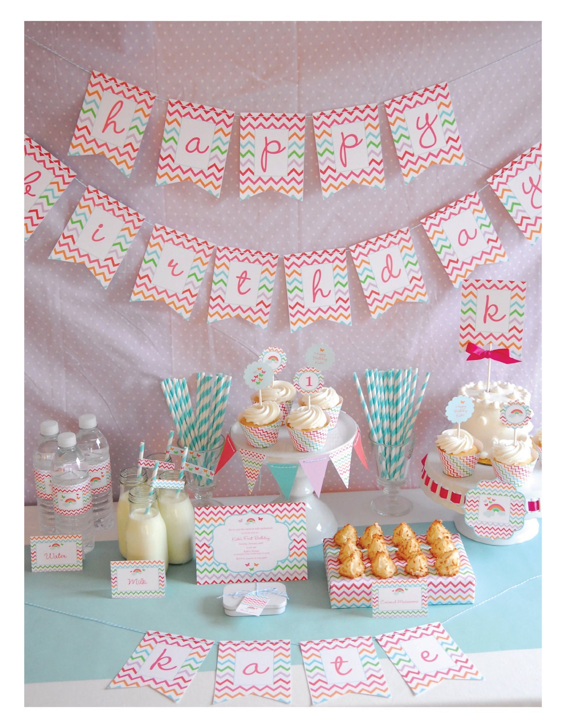 Rainbows and Butterflies Party Package - Printable Full Collection - by Pretty Smitten