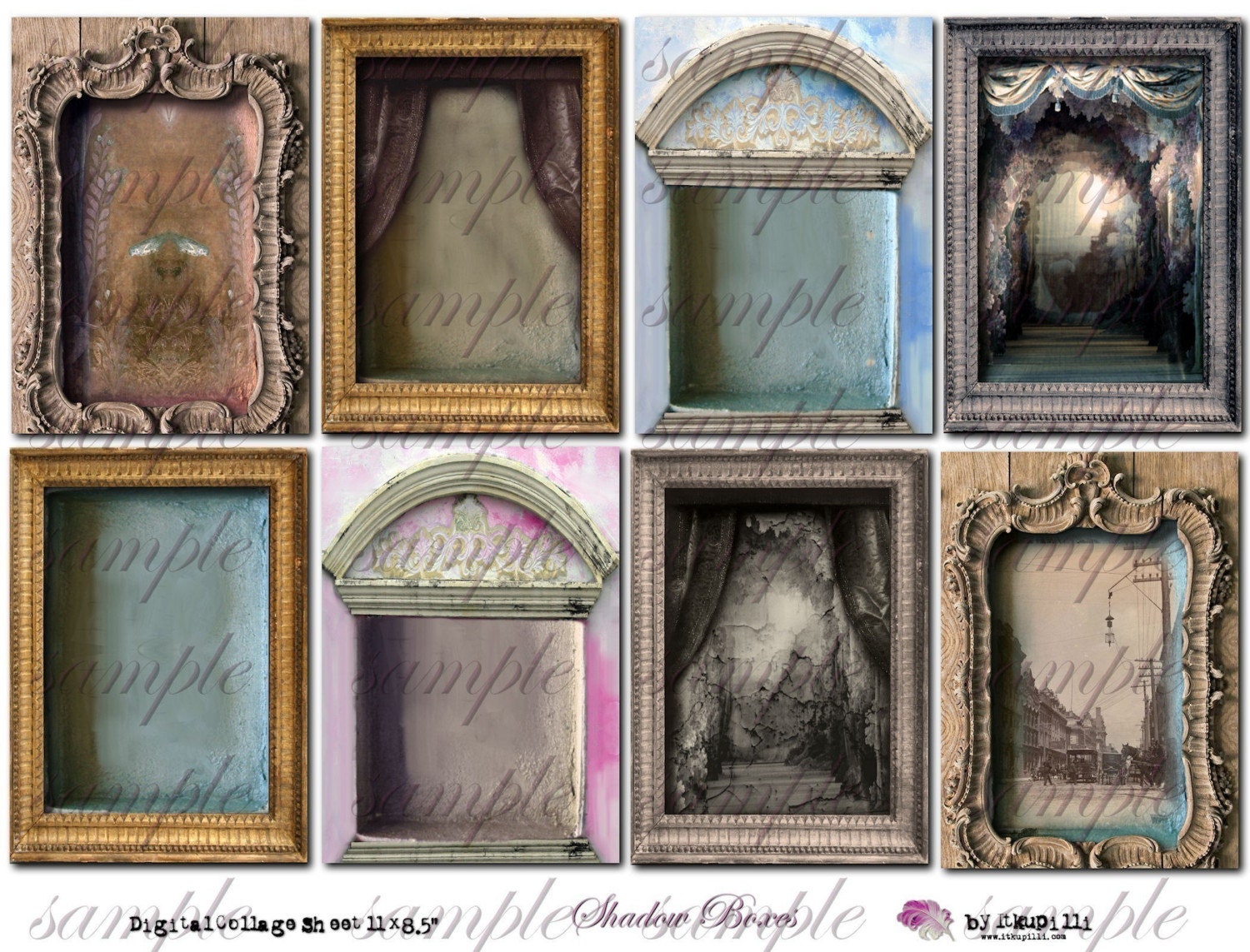 Shadow Boxes Backgrounds Digital Collage Sheets no by Itkupilli