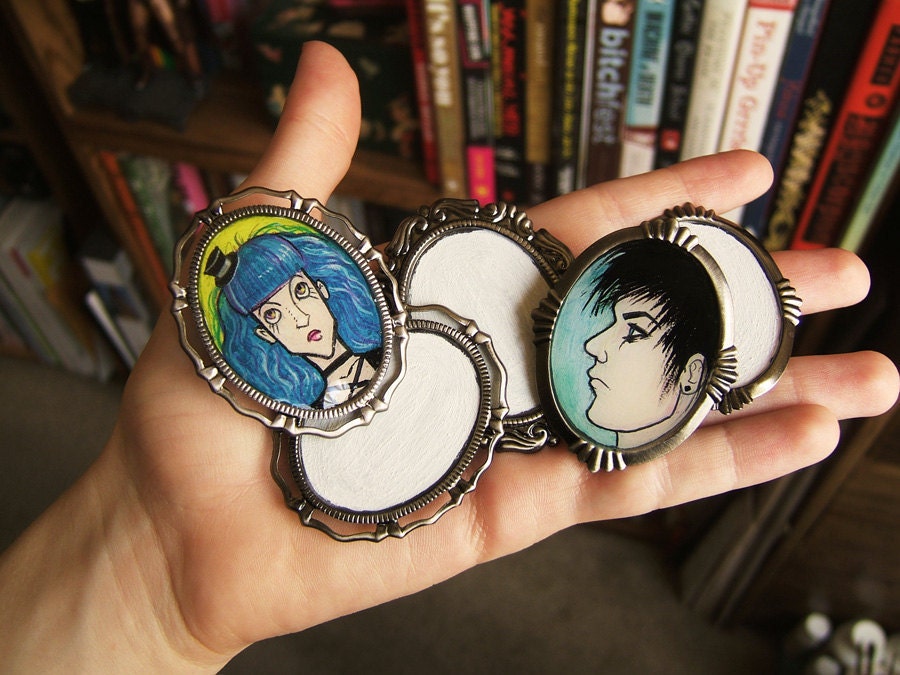 CUSTOM PINS 30 x 40 mm Hand Painted Cameo Pin