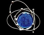 Atomic Dichroic Blue Fused Glass Brooch Cosmic