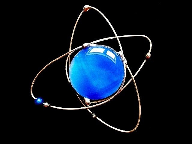 Atomic Blue Fused Glass Brooch Cosmic