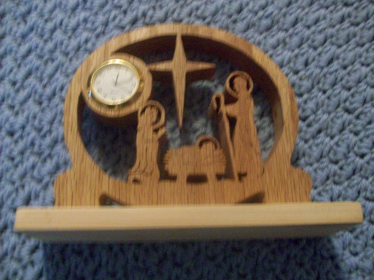 Nativity Scene miniature wooden clock