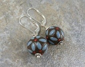 Brown and Blue Ceramic Earrings