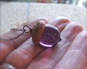Glass Acorn Necklace by Bullseyebeads - February Birthstone Amethyst