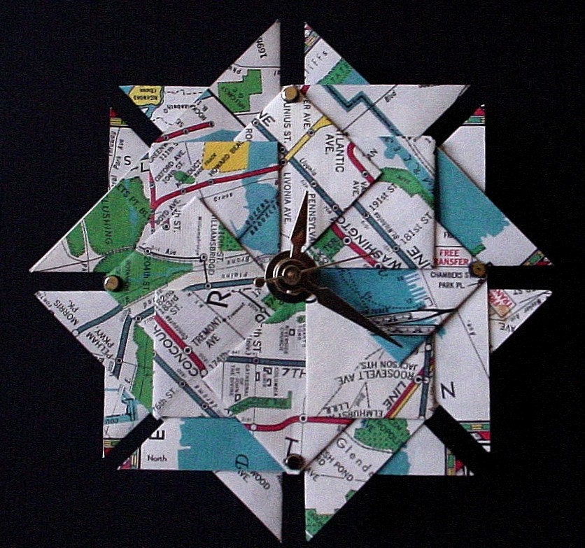 Unique Father's Day Gift - Old NY City Subway Map Clock-Small