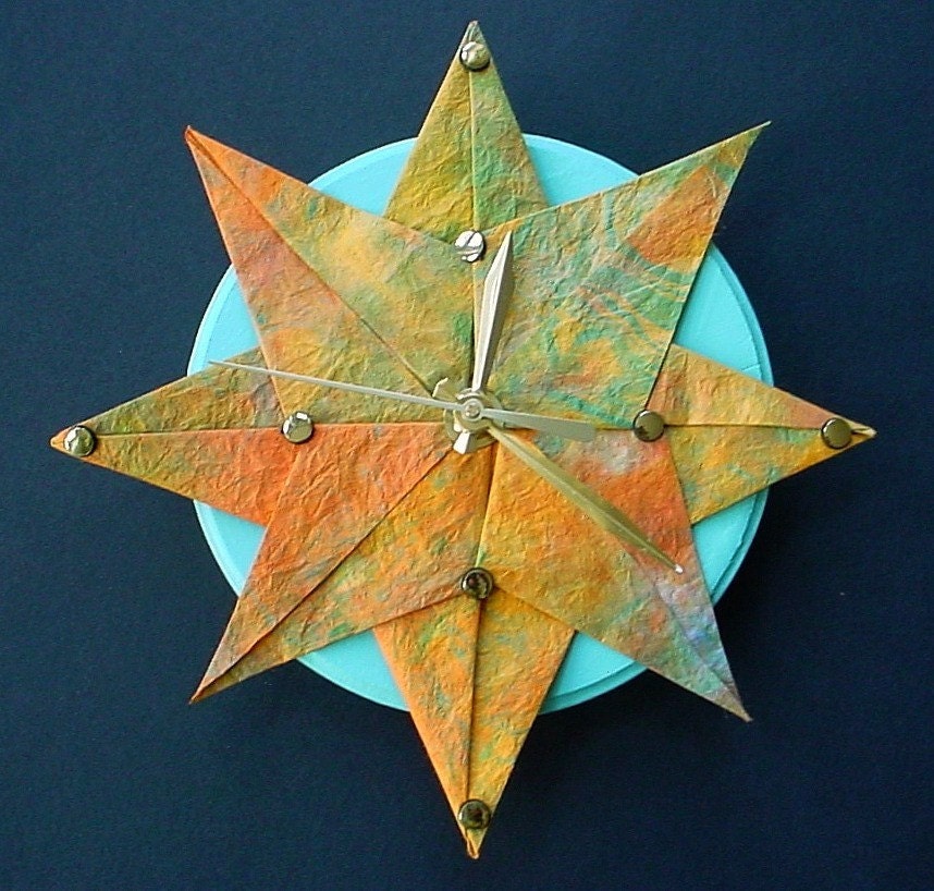 Starburst Origami Clock-Light Orange
