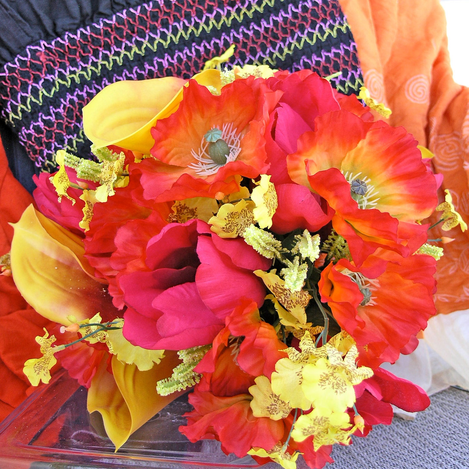 Tropical Bridal Bouquet Flame Citrus Wedding Flowers